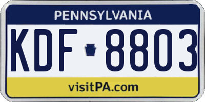 PA license plate KDF8803