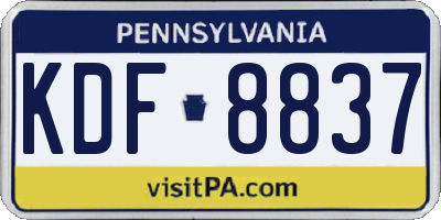 PA license plate KDF8837