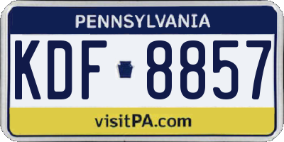 PA license plate KDF8857