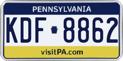 PA license plate KDF8862