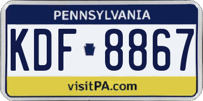 PA license plate KDF8867