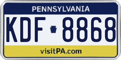 PA license plate KDF8868