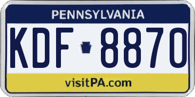 PA license plate KDF8870