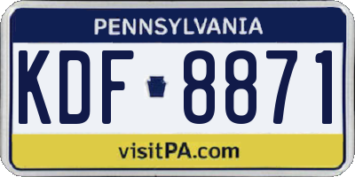 PA license plate KDF8871