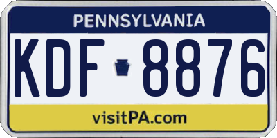 PA license plate KDF8876