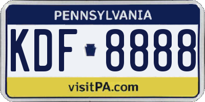 PA license plate KDF8888