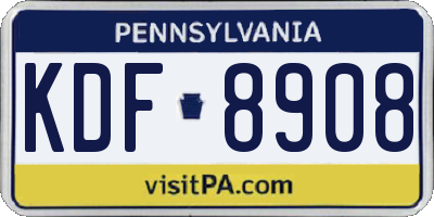 PA license plate KDF8908