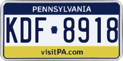 PA license plate KDF8918