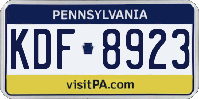 PA license plate KDF8923