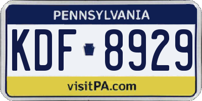 PA license plate KDF8929