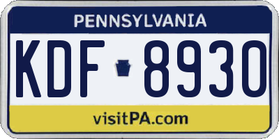 PA license plate KDF8930