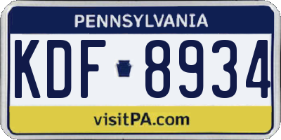 PA license plate KDF8934