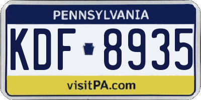 PA license plate KDF8935