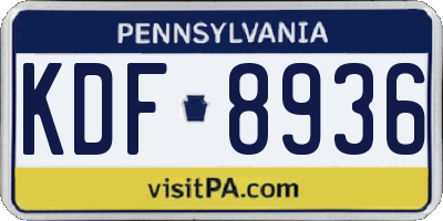 PA license plate KDF8936