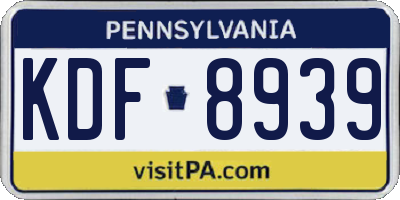 PA license plate KDF8939