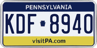 PA license plate KDF8940