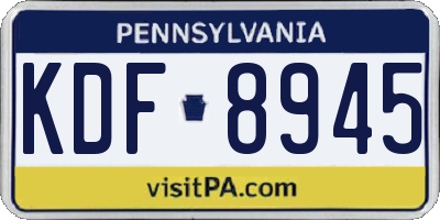 PA license plate KDF8945