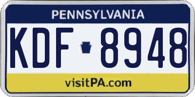 PA license plate KDF8948