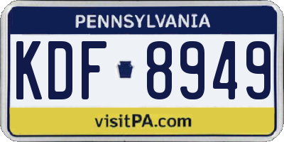 PA license plate KDF8949