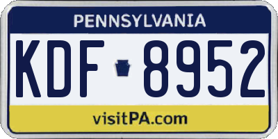 PA license plate KDF8952