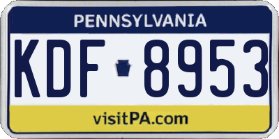PA license plate KDF8953