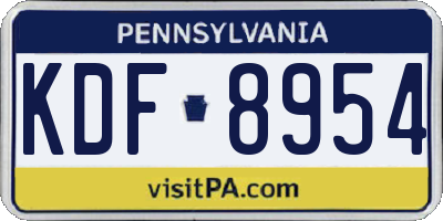 PA license plate KDF8954