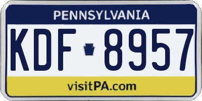 PA license plate KDF8957