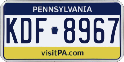 PA license plate KDF8967