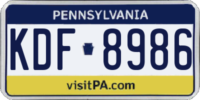 PA license plate KDF8986