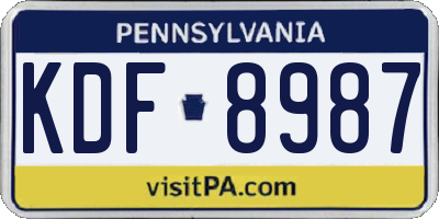 PA license plate KDF8987