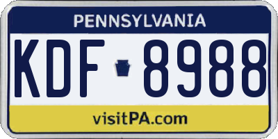 PA license plate KDF8988
