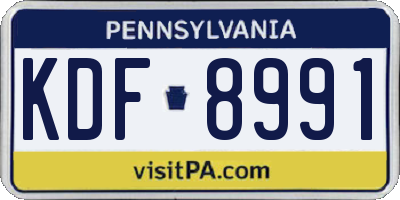 PA license plate KDF8991