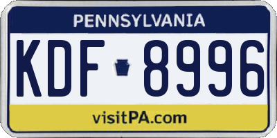 PA license plate KDF8996