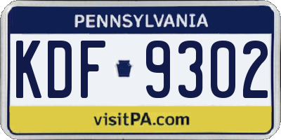 PA license plate KDF9302