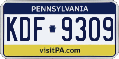 PA license plate KDF9309