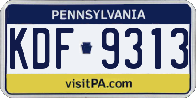 PA license plate KDF9313