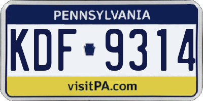 PA license plate KDF9314