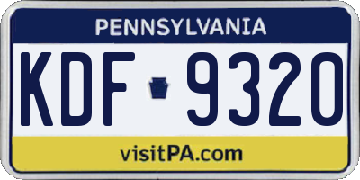 PA license plate KDF9320