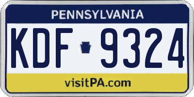 PA license plate KDF9324