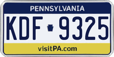 PA license plate KDF9325