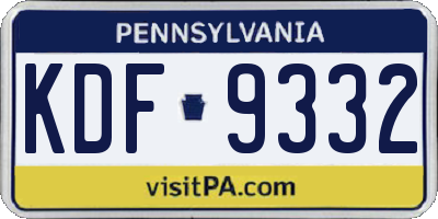 PA license plate KDF9332
