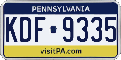 PA license plate KDF9335