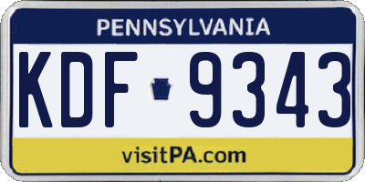 PA license plate KDF9343
