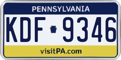 PA license plate KDF9346