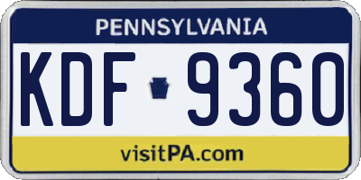 PA license plate KDF9360