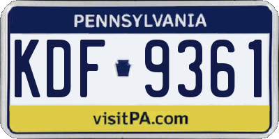 PA license plate KDF9361