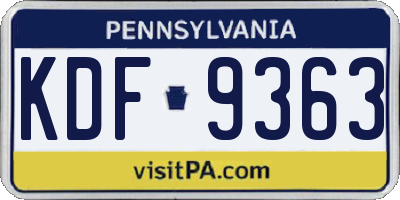 PA license plate KDF9363