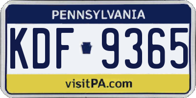 PA license plate KDF9365
