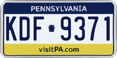 PA license plate KDF9371