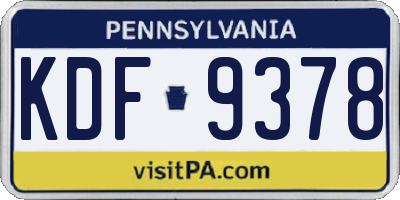PA license plate KDF9378